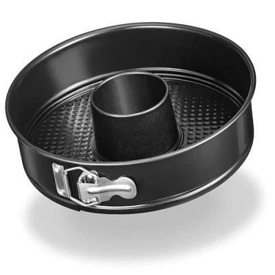 Abbildung von LINFELDT® Springform 26 cm rund auslaufsicher + Antihaft gemusterter Boden Tortenform Backform 26cm Kuchenbackform Kuchenform
