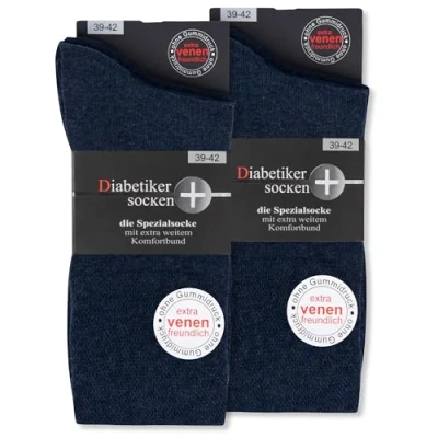 Abbildung von Diabetikersocken ohne Gummi &amp; Naht 97% Baumwolle (6 Paar) Diabetiker Socken mit Komfortbund für Damen Herren 39610 WP (Jeans 35 38)