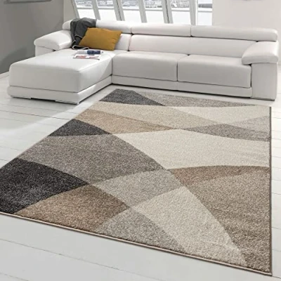 Abbildung von Teppich Traum moderner Schlafzimmer mit abstraktem Muster angenehm warme Farben grau beige, Größe 160x220 cm