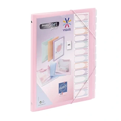 Abbildung von Viquel Propysoft A4 Organizer mit 12 Fächern Gummibandverschluss transluzent rosa