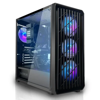 Abbildung von SYSTEMTREFF Basic Gaming PC AMD Ryzen 7 5700G 8x4.6GHz Radeon RX Vega 8 4K HDMI DX12 512GB M.2 NVMe 32GB DDR4 RAM WLAN Desktop Computer Rechner für Gamer, Zocker