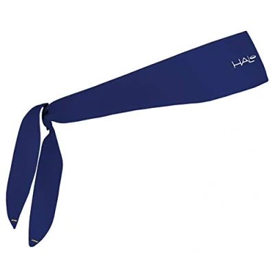Abbildung von Halo Headband I Custom Fit Tie Schweißband für Damen und Herren, kein Verrutschen mit feuchtigkeitsableitendem Dryline Stoff, Marineblau, Einheitsgröße