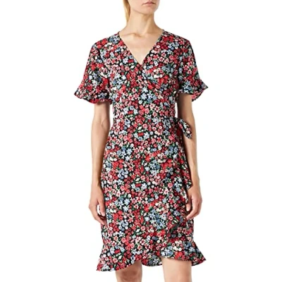 Abbildung von ONLY Onlolivia WRAP Dress Freizeitkleid, Damen, Größe: 36, Black/red