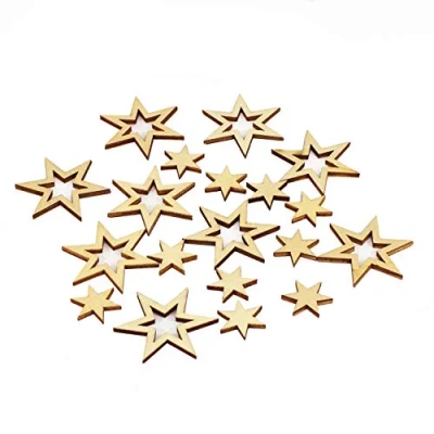 Abbildung von Oblique Unique® 18 Holz Sterne Holzdeko Weihnachtsdeko Tischdeko Weihnachten Echtholz Farbe wählbar (Natur)