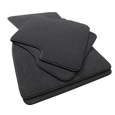 Abbildung von tuning art 5J 147 Luxus Fußmatten passend für BMW 4er Cabrio F33 F83 2014 2020, Naht:Silber