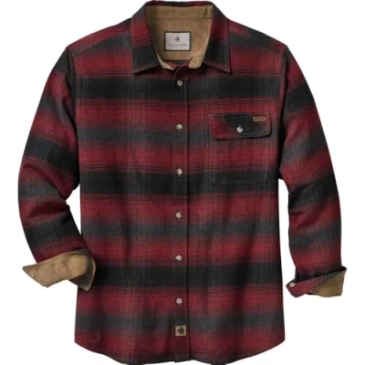 Abbildung von Legendary Whitetails Buck Camp Herren Flanellhemd, langärmelig, Karohemd mit Knopfleiste, Freizeithemd für Kordsamt Ärmelbündchen, Herbst und Winterkleidung, rot (Cabin Fever Plaid), Größe