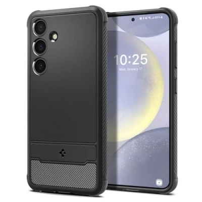 Abbildung von Samsung Galaxy S24 Plus Hülle Silikon Spigen Soft Case/Backcover Handyhülle Schwarz Shockproof/Stoßfest