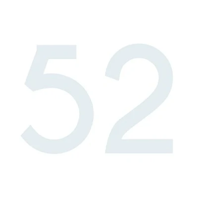 Abbildung von Zahlenaufkleber Nummer 52, weiß, 10cm (100mm) hoch, Aufkleber mit Zahlen in vielen Farben + Höhen, wetterfest