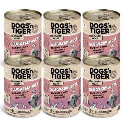 Abbildung von Adult Hundefutter, Glücksbringer, Nassfutter, Getreidefrei, Rind, Lamm, Pastinake &amp; Heidelbeeren, 6x 400g 6x400g