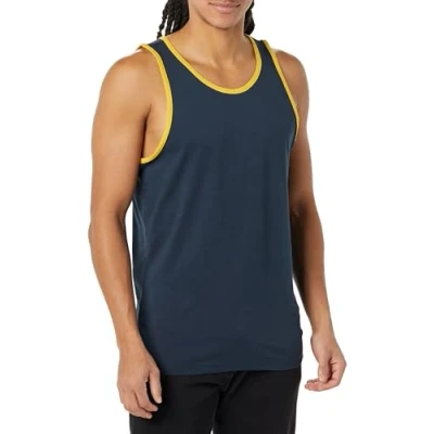 Abbildung von Amazon Essentials Herren Tanktop, Schmale Passform, Marineblau/Gelb, S