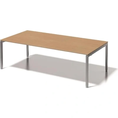 Abbildung von BISLEY Cito Chefarbeitsplatz/Konferenztisch, 650 850 mm höheneinstellbares U Gestell, Metall, Bc355 Dekor Buche, Gestell Silber, 120 x 240 85 cm