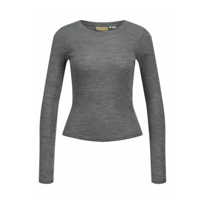 Abbildung von JJXX Jxzoe Langarmshirt, Damen, Größe: Large, Medium grey melange