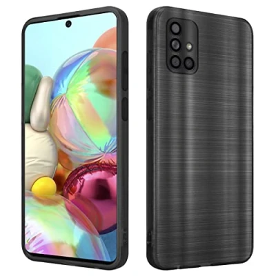 Abbildung von Cadorabo Hülle kompatibel mit Samsung Galaxy A71 4G Schutzhülle TPU Silikon Case Brushed Design Kameraschutz Slim Kratzfest Weiche Gummi Rundumschutz für in Schwarz