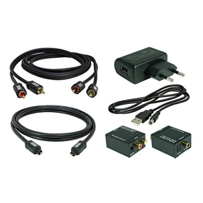 Abbildung von SunshineTronic Premium Analog zu Digital Audio Konverter (Wandler) + 1x 0,7m Toslink Kabel 2,5m Cinch Kabel(MS AD3 SET)
