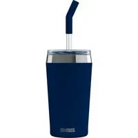 Abbildung von SIGG Helia Kaffeebecher to go (0.45 L / 0.6 L), doppelwandig isolierter Thermobecher mit Glas Strohhalm, auslaufsicherer Tumbler aus Edelstahl für heisse &amp; kalte Getränke, Night Ink