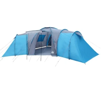 Abbildung von vidaXL Kuppelzelt, Familienzelt für 12 Personen Wasserdicht, Campingzelt mit Abnehmbarem Überzelt Insektenschutz, Outdoor Zelt Gruppenzelt, Blau