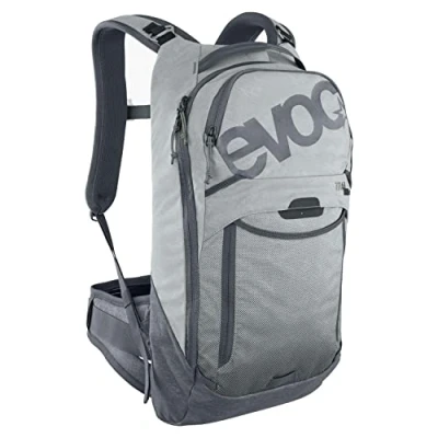 Abbildung von EVOC TRAIL PRO 10l Rucksack für Trailriding &amp; Renneinsätze, Backpack (leichter Fahrradrucksack, LITESHIELD PLUS Rückenprotektor, 3l Trinkblasenfach, Größe: L/XL), Steingrau/Carbon Grau
