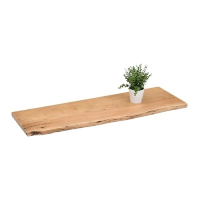 Abbildung von SAM Holzplatte 90x30 cm Arya, Holzbrett Akazie massiv + eichefarben, Baumkanten Platte für Heimwerker, Regale &amp; Fensterbretter, einseitige Baumkante