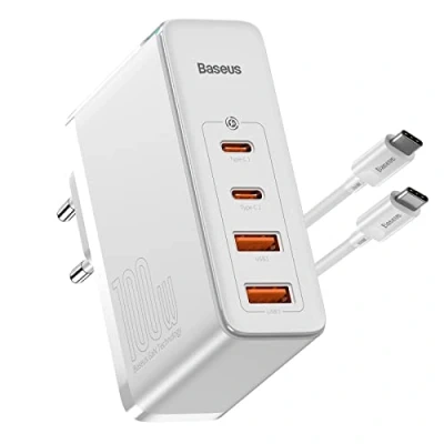 Abbildung von Baseus USB C Ladegerät 100W 4 Ports, GaN Schnellladegerät Netzteil Charger Mehrfach PD PPS Kompatibel mit MacBook Pro/Air, iPhone 15/14, iPad Pro, Samsung S24 Ultra, Laptop, 2 + A