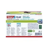 Abbildung von tesa Klebeband EASY CUT Economy Abroller mit tesafilm 10 m : 15 mm (Kombi Set) Klebefilmabroller inkl. 1 Rolle eco schwarz