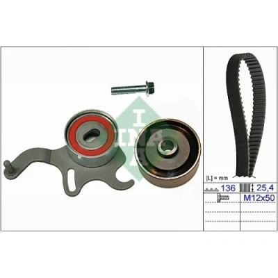Abbildung von INA 530 0054 10 Zahnriemensatz 136 mit Anbaumaterial Schraube OPEL: Vectra A Limousine, Astra F CC, Corsa B Schrägheck