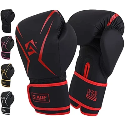 Abbildung von AQF Boxhandschuhe, Boxsack Leder Handschuhe Herren Frauen, MMA Sandsäcke, Boxhandschuhe Kinder Für Kickboxen, Muay Thai, Kampfsport Boxing Gloves 4 6 8 10 12 14 16 Oz (14 oz, Rot)