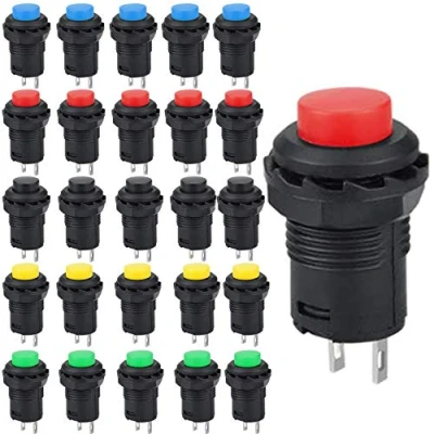 Abbildung von RUNCCI YUN 25 Stück Mini Momentary Push Button Schalter, Rund Drucktaster 12mm, 12mm Momentanen Druckschalter, DruckTaster, 3A / 125VAC; 1.5A 250VAC.(5 Farben)