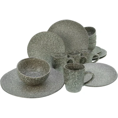 Abbildung von CreaTable Kombiservice &quot;Geschirr Set Granit&quot;, (Set, 16 tlg., Kaffeeservice und Tafelservice im Set, für 4 Personen), Service, Unregelmäßige, organische Form, Teile, Personen