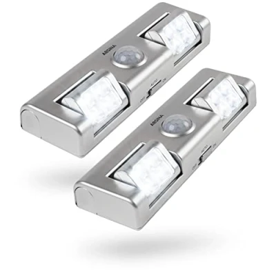 Abbildung von greate. Unterschrankleuchte 2x LED Licht mit Bewegungsmelder &amp; Tageslichtsensor batteriebetrieben