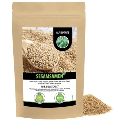 Abbildung von Sesam weiß ungeschält (1kg), weisser ganz, Sesamsamen ungeschält, 100% rein und naturbelassen, ohne Zusätze