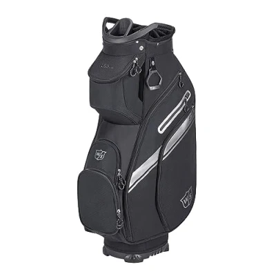 Abbildung von Wilson Staff Golftasche, EXO II Cart Bag, Trolleytasche, Für bis zu 14 Schläger, Schwarz/Silber, 2,3 kg, WGB6650BL