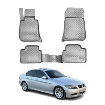 Abbildung von OMAC 1203444G Fußmattensatz Gummi, TPE (thermoplastischer Elastomer) 4 grau BMW: 3 Touring, Limousine, Coupe