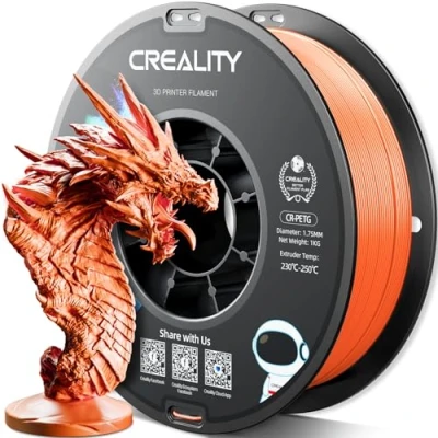 Abbildung von Creality PETG Filament 1.75mm, Hohe Präzision, Starke Zähigkeit, Geruchlos, Besserer Fluss, 1kg 3D Drucker Filament, 1.75mm Maßgenauigkeit +/ 0.02mm, Orange
