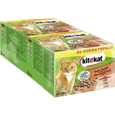 Abbildung von Kitekat Katzenfutter Nassfutter Bunte Vierfalt in Sauce, 48 Portionsbeutel (2 x 24 85g)
