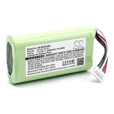 Abbildung von vhbw Akku kompatibel mit Sony SRS XB2, XB20, X3 Lautsprecher Boxen Speaker (2600 mAh, 7,4 V, Li Ion) Ersatz für ST 01, 02