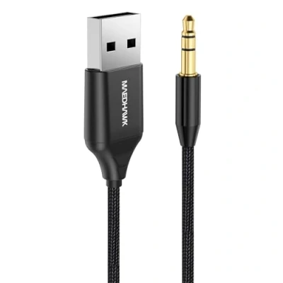 Abbildung von MaedHawk Bluetooth 5.3 Empfänger Auto mit Mikrofon USB Drahtloser Aux Adapter BT Audio Car Kit 3.5mm Wireless Musik kompatibel Lautsprecher, Verstärker