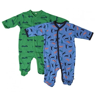 Abbildung von Pippi 2er Pack Baby Jungen Schlafstrampler mit Aufdruck, Langarm Füßen, Alter 12 18 Monate, Größe: 86, Farbe: Dunkelblau, 3821