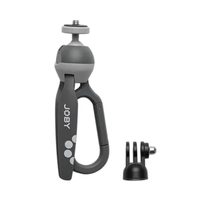 Abbildung von JOBY HandyPod Clip Action Mini Stativ mit Karabiner für Kamera, kompatibel GoPro, HERO12, Insta360, Kompaktkamera Sony ZV 1 II (JB01838 BWW)