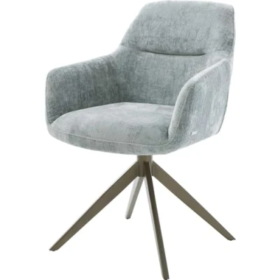 Abbildung von Drehstuhl Pejo Flex Chenille Pastellblau Kreuzgestell breit Effektfinish Titan 360 drehbar Wippfunktion Taschenfederkern