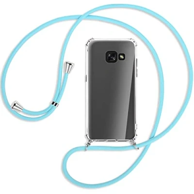 Abbildung von mtb more energy® Handykette kompatibel mit Samsung Galaxy A3 2017 (SM A320, 4.7&#039;&#039;) Himmelblau Smartphone Hülle zum Umhängen Anti Shock Full TPU Case