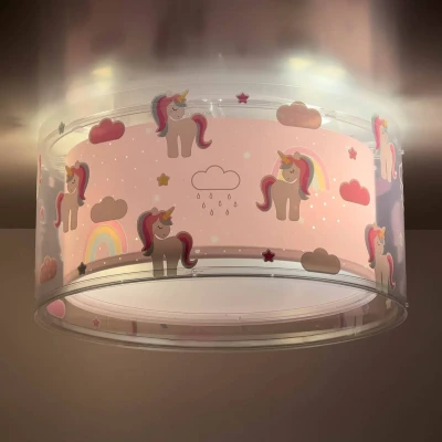 Abbildung von Dalber Deckenleuchte für Kinder Einhörner Tiere Unicorns, Deckenlampe Kinderzimmer, Rosa