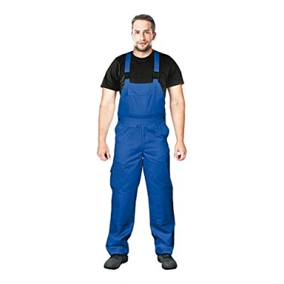 Abbildung von Leber &amp; Hollman Herren Arbeits Latzhose LH Bister, 65 % Polyester 35 Baumwolle 270 g/m2, mit Taschen für Knieschoner, elastischer Gummibund und regulierbare Y Hosenträger
