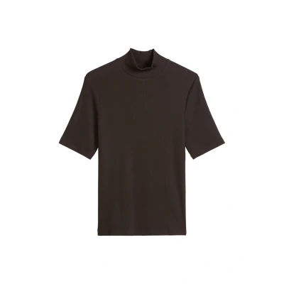 Abbildung von Marc O&#039;Polo Short Sleeve HIGH NECK Tshirt print, Damen, Größe: XXS, Dark coffee