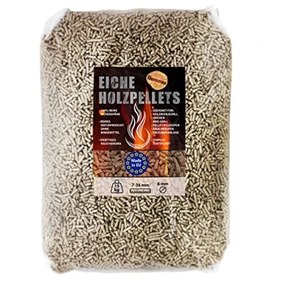 Abbildung von Eiche Pellets 15 kg 30 Grill Smoker Holz Pizzaofen BBQ Pellet Outdoor Ofen Grillen Chunks Holzpellets Garten Räuchern Pizza Wood Smoke Zubehör Rauch Flameup, Gewicht :15