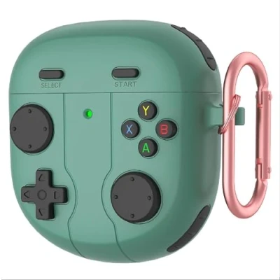 Abbildung von GIOPUEY Hülle Kompatibel mit Bose QuietComfort Earbuds II/Ultra 2023, Niedlich Spaß Cartoon Silikon TPU Schutzhülle Schlüsselbundhaken Case Cover für Jungen Mädchen Männer Frauen Green