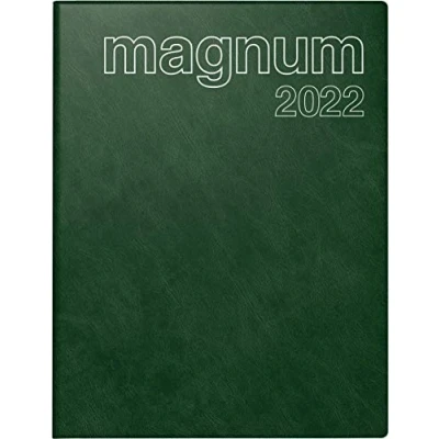 Abbildung von rido/idé 7027042582 Buchkalender magnum, 2 Seiten = 1 Woche, 183 x 240 mm, Schaumfolien Einband Catana dunkelgrün, Kalendarium 2022