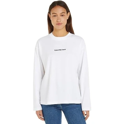Abbildung von Calvin Klein Jeans Damen INSTITUTIONAL Loose Long Sleeves J20J222021 Langarm Strickoberteile, Weiß (Bright White), L