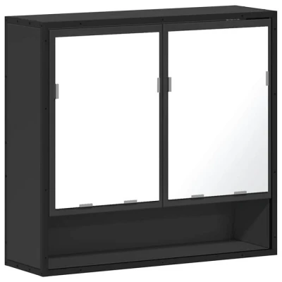 Abbildung von vidaXL Spiegelschrank Schwarz 65x20x60 cm Holzwerkstoff, Badschrank mit Spiegel, Wandschrank Schminkspiegel