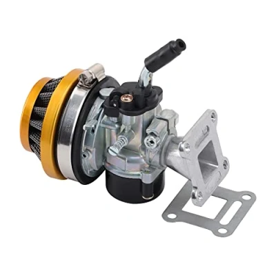 Abbildung von GOOFIT 2 Takt Motor 49cc 47cc Vergaser Ansaugkrümmer mit Luftfilter Ersatz für Mini Pocketbike ATV Moto UTV Quad Buggy Go Kart Gold
