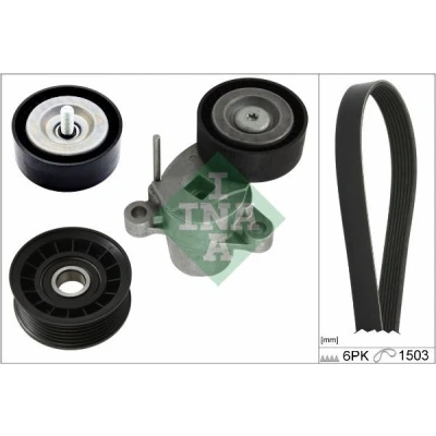 Abbildung von INA 529 0337 10 Keilrippenriemensatz Generatorfreilauf prüfen und ggf. erneuern FORD: FOCUS 3 Turnier, FIESTA 6, C Max 2